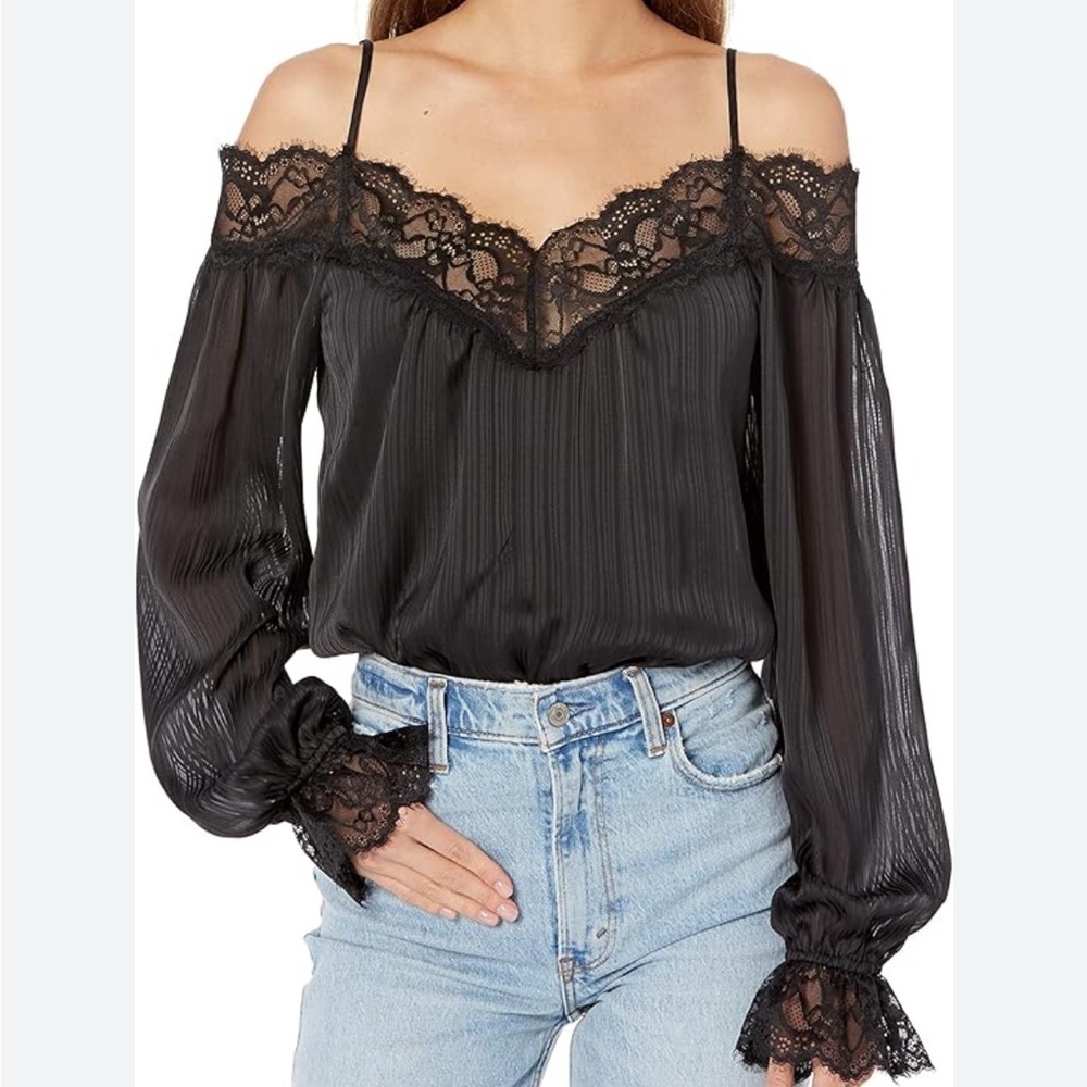 NWT BCBGMAXAZRIA womens Bodysuit With Cold Shoulder Long Sleeves